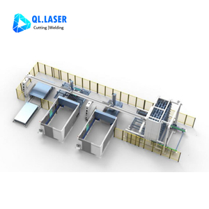 Complete automated fiber laser cutter integrated with dual exchange table, vertical sheet storage library and automatic loading unloading manipulator for metal sheet processing