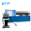 Blue full hydraulic four roll plate bending machine front view heavy duty metal sheet rolling equipment